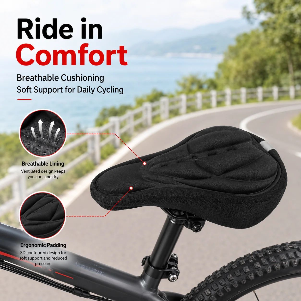 Commuting By Bike - Penutup Sadel Sepeda Berbantalan Busa Lembut