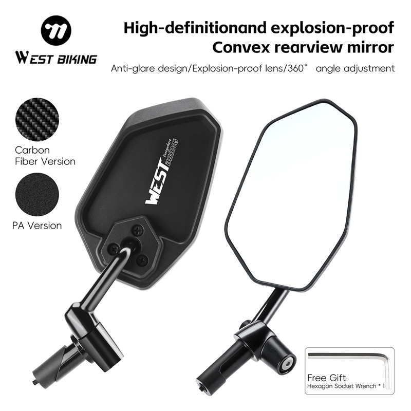 Mirror Handlebar Convex - Kaca Spion Cembung Anti-silau WEST BIKING