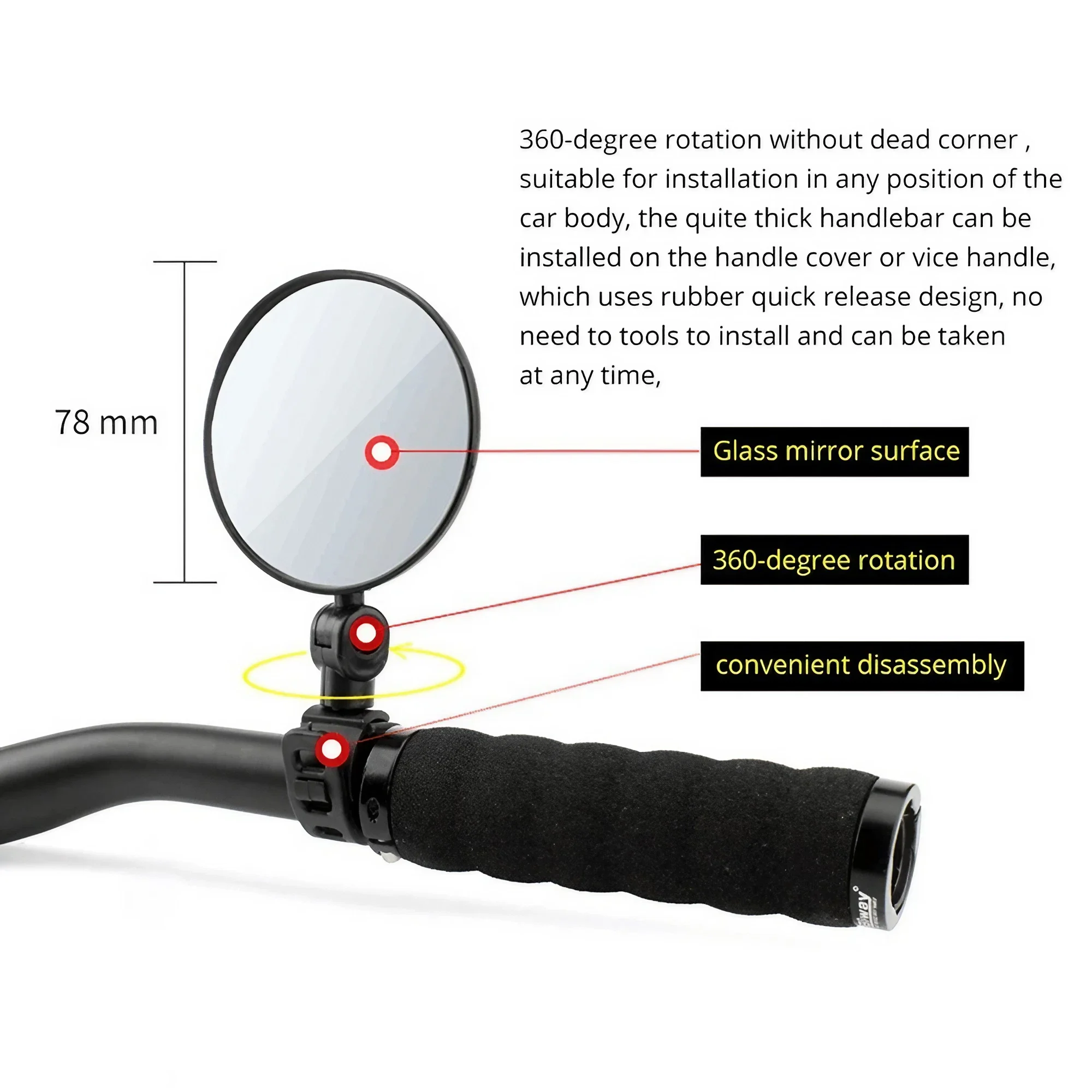 Kaca Spion Sepeda yang Dapat D - Mirror Handlebar Convex ulasan dan harga